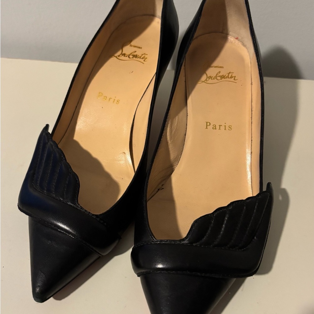 Christian Louboutin Black Leather Heels size 37.5 or 7 US